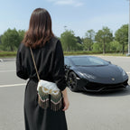 Maison Maryim Designer Owl Tassel Handbag for Women — back view — handbag