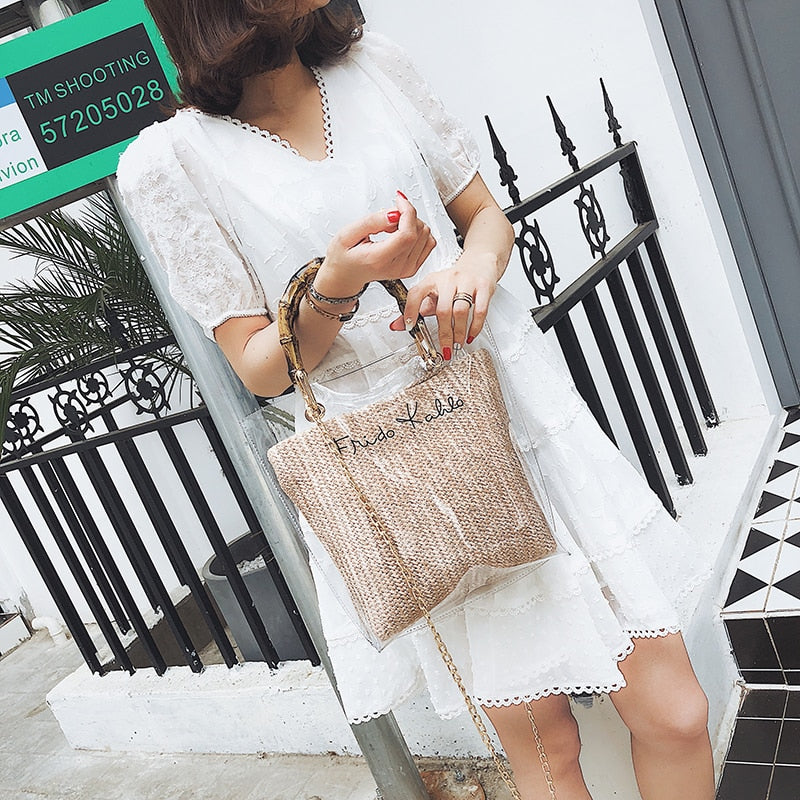 Maison Maryim Transparent Beach Tote — close-up detail — tote