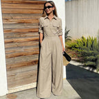 Maison Maryim Collared Utility Jumpsuit — side view — jumpsuit