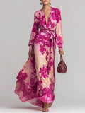 Maison Maryim Elegant Printed Chiffon Maxi Dress — back view — dress