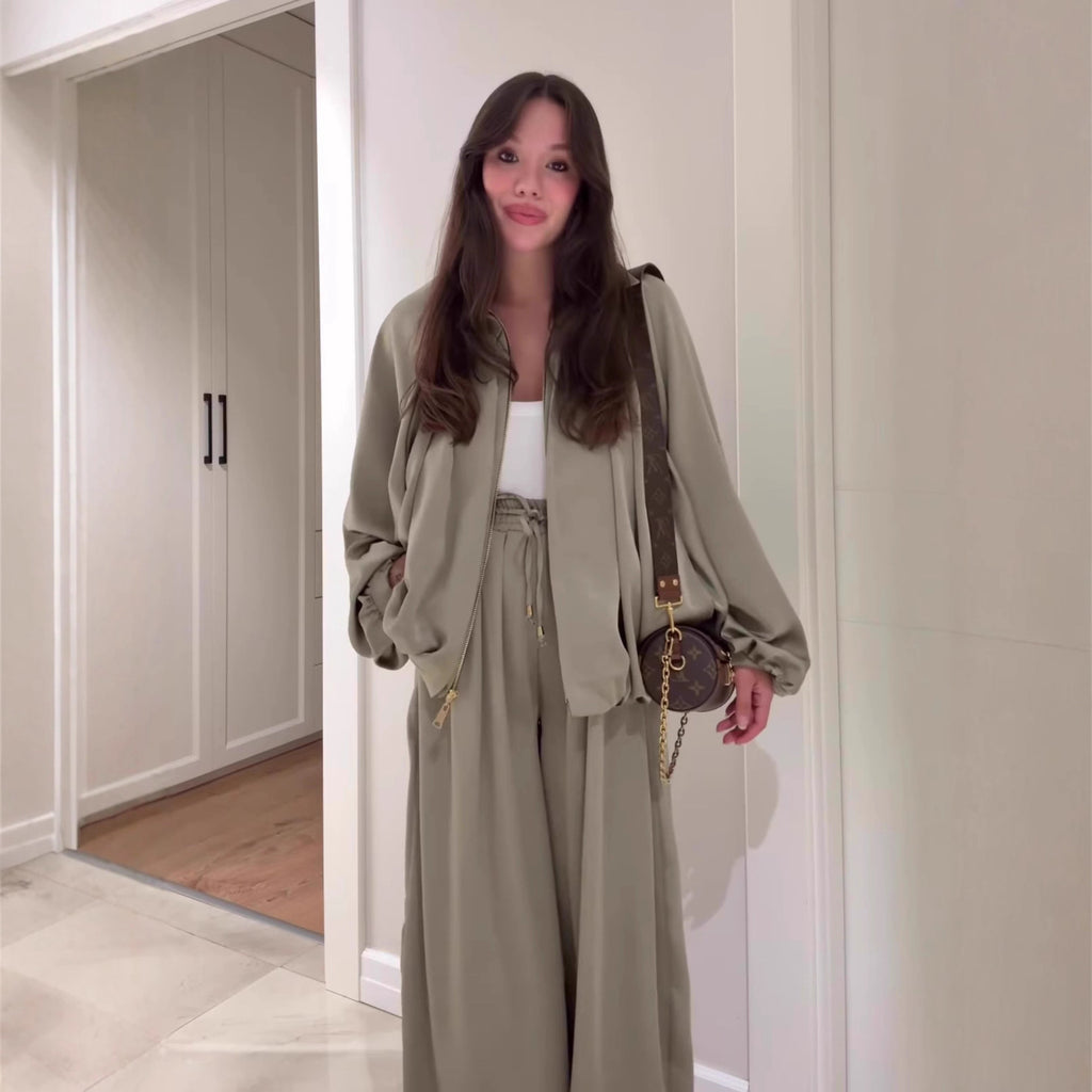 Maison Maryim Flip Collar Two-Piece Set — back view — two-piece set
