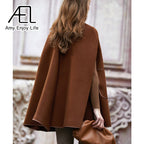Maison Maryim Cape-Sleeve Wool Poncho Coat