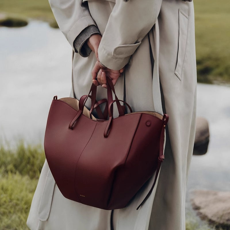 Maison Maryim Lychee-Grain Leather Tote — side view — tote