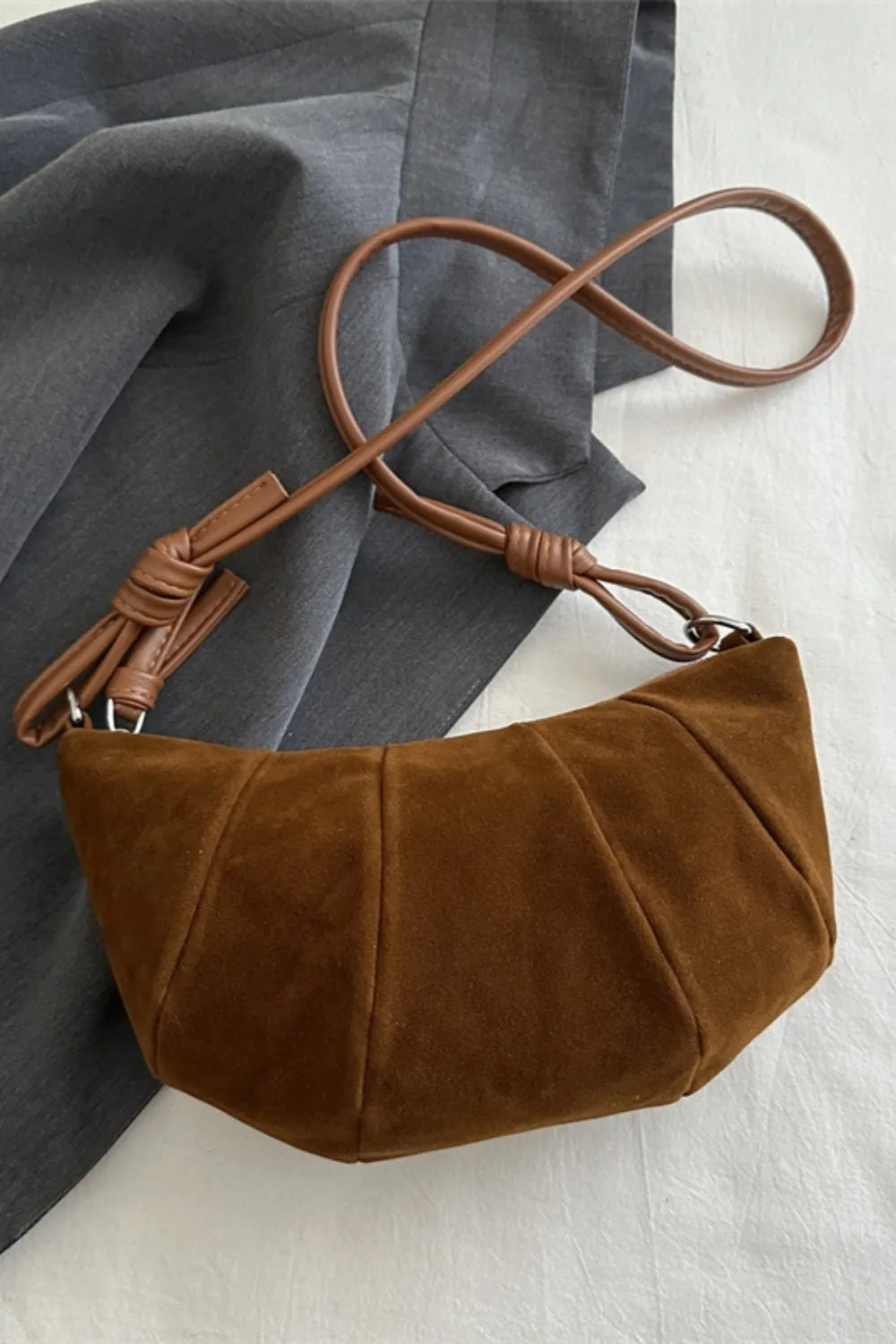Maison Maryim Luxury Suede Croissant Shoulder Bag — lifestyle view — handbag