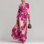 Maison Maryim Elegant Printed Chiffon Maxi Dress — front view — dress