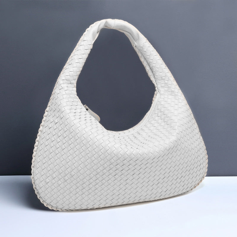 Maison Maryim Luxury Crescent Woven Shoulder Bag for Women — strap detail — handbag