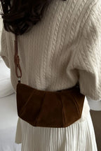 Maison Maryim Luxury Suede Croissant Shoulder Bag — styled view — handbag