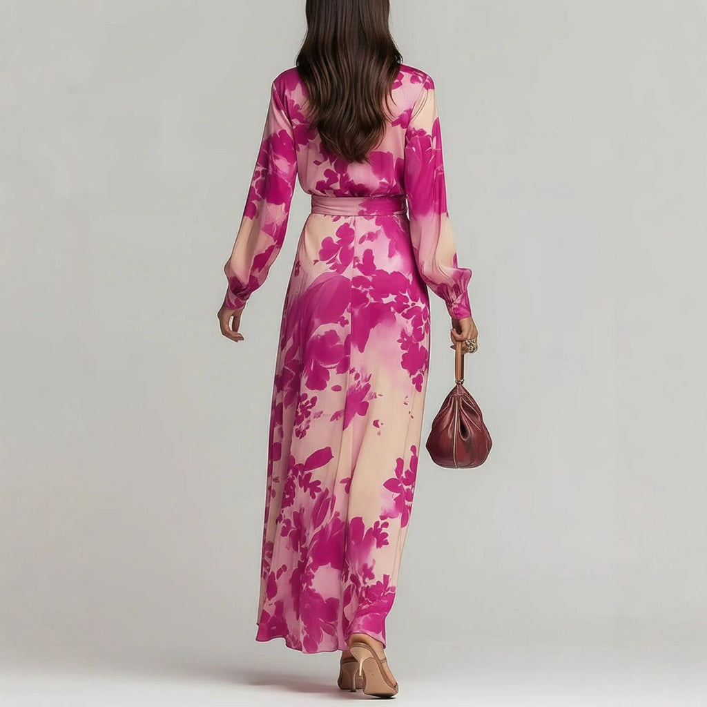 Maison Maryim Elegant Printed Chiffon Maxi Dress — side view — dress