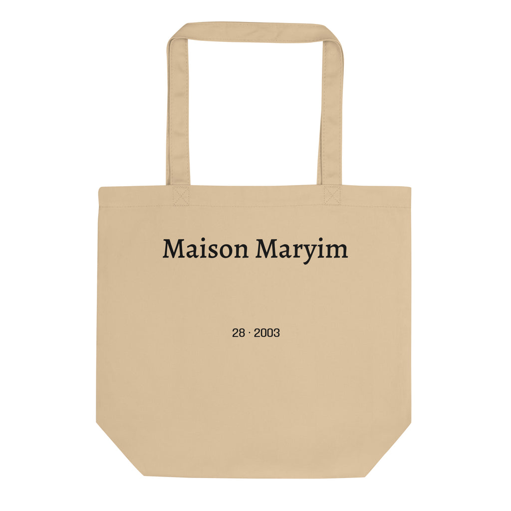 Maison Maryim Spectre Embroidered Tote in Oyster — back view with Maison Maryim signature detail